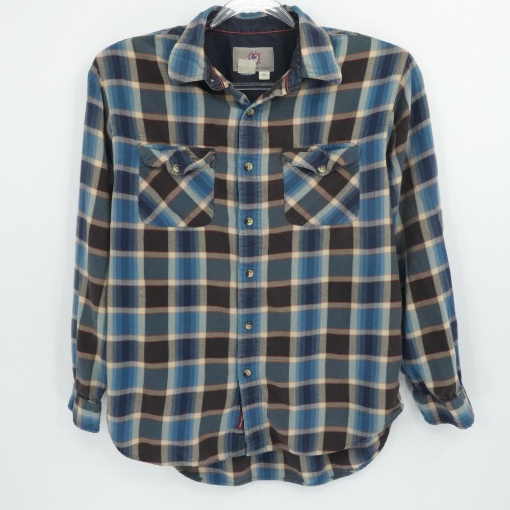 THe Territory‎ Ahead Shirt Mens Medium Blue Plaid Long Sleeve Outdoors Gorp
